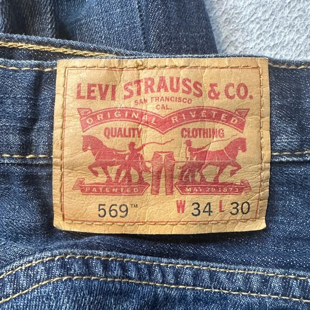 Levi's 569 Jeans Men 34x30 (36x29) Blue Loose Straight Dark Wash Denim Waterless